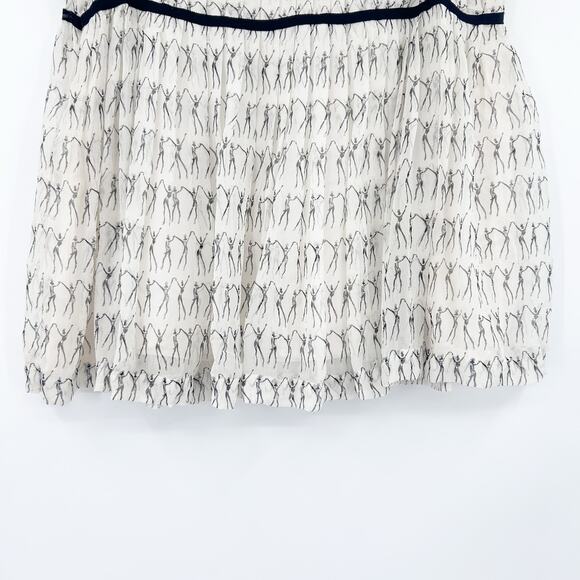 David Meister Ivory Silk Skirt Abstract Dancer Print Lined A Line Womens Size 10 - Picture 10 of 11